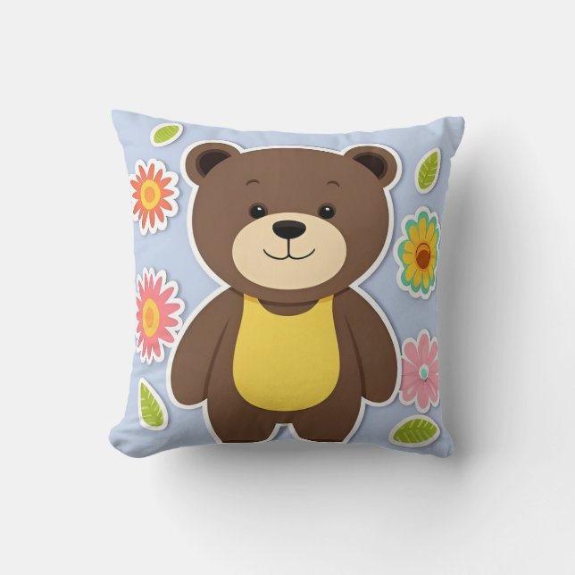 Almofada Ursa de pelúcia marrom fofa desenho animado (Frente)