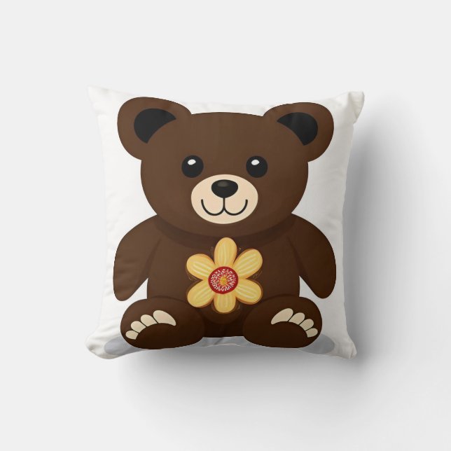 Almofada Ursa de pelúcia marrom fofa desenho animado (Frente)