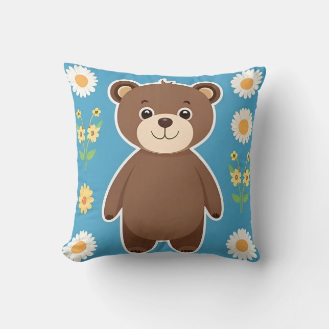 Almofada Ursa de pelúcia marrom fofa desenho animado (Frente)