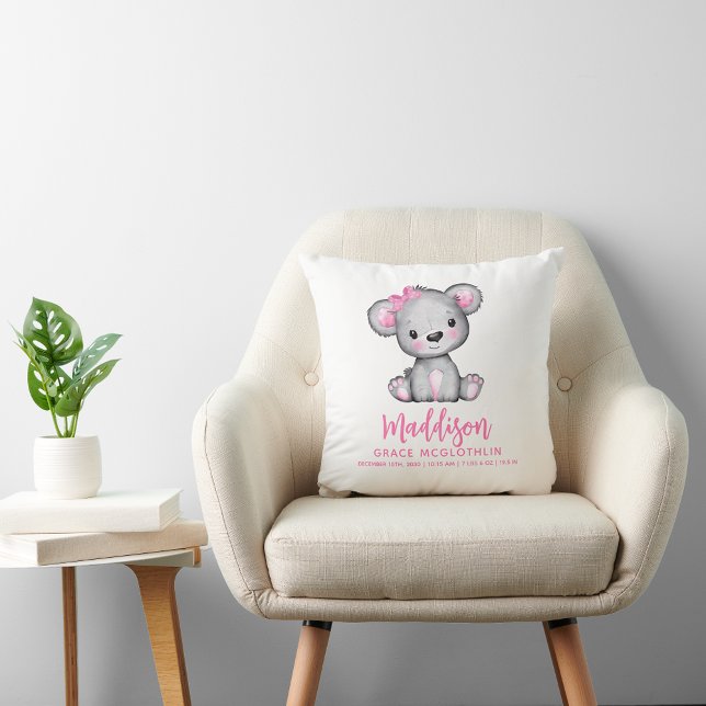 Almofada Ursa Rosa Simples e Fofa para Bebê Menina (Criador carregado)