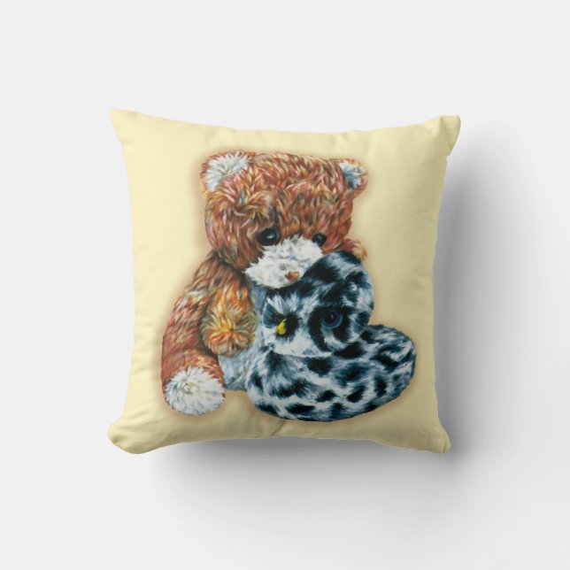 Almofada Ursinho de brinquedo bonito e travesseiro amarelo  (Frente)