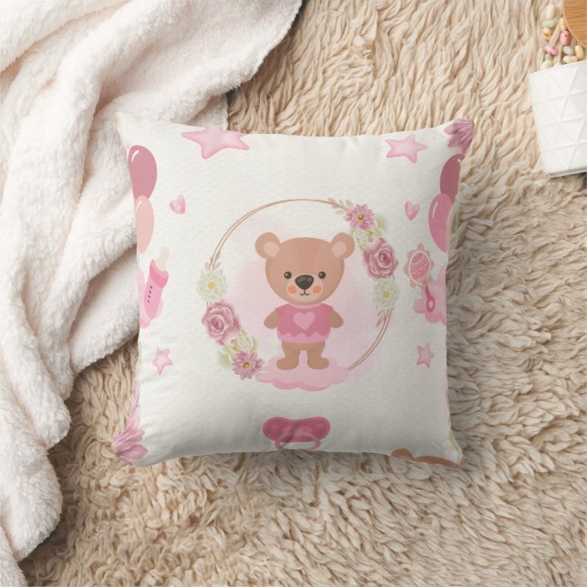 Almofada Ursinho de Pelúcia Rosa Bebê (Cobertor)