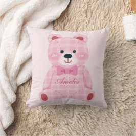 Almofada Ursinho Gingham Rosa