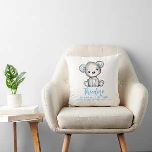 Almofada Urso Azul Simples Fofo Bebê Menino