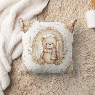 Almofada Urso Boho Arco-íris Floral Neutro
