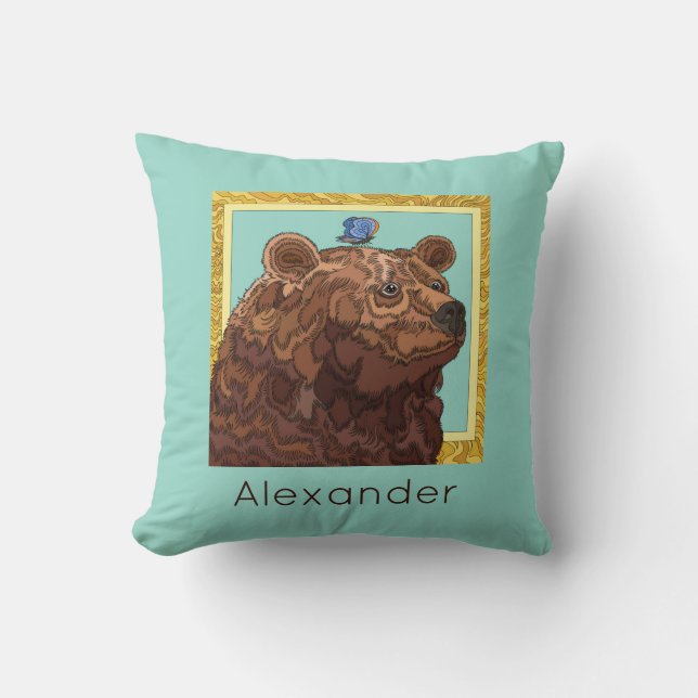 Almofada Urso bonito com borboleta, personalizado (Frente)