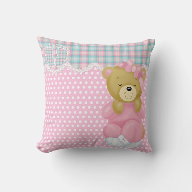 Almofada Urso Bonito Com Pijamas Rosa (Frente)