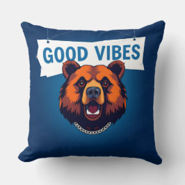 Almofada Urso Com Cores Vibrantes e Texto de Boas Vibrações