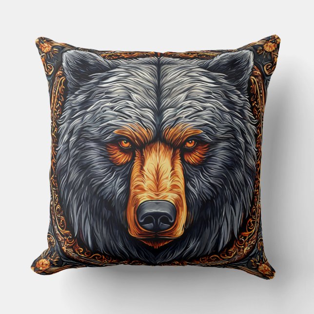 Almofada Urso com Decoração Floral Ornamentada (Frente)