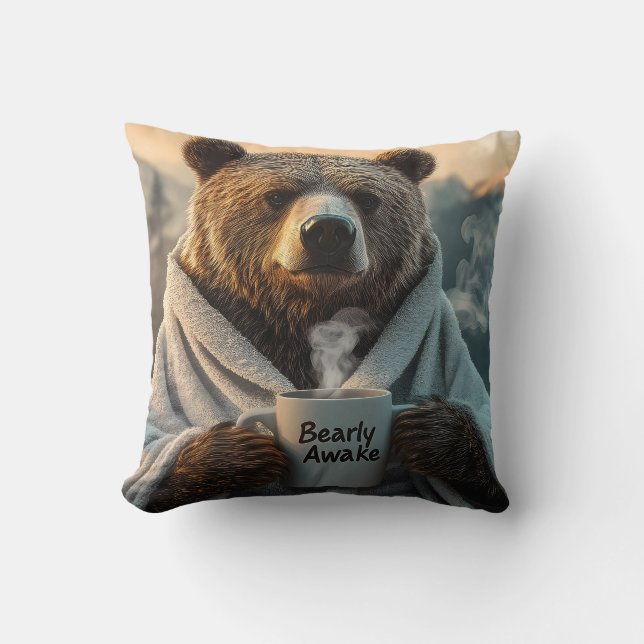 Almofada Urso com túnica de café (Frente)