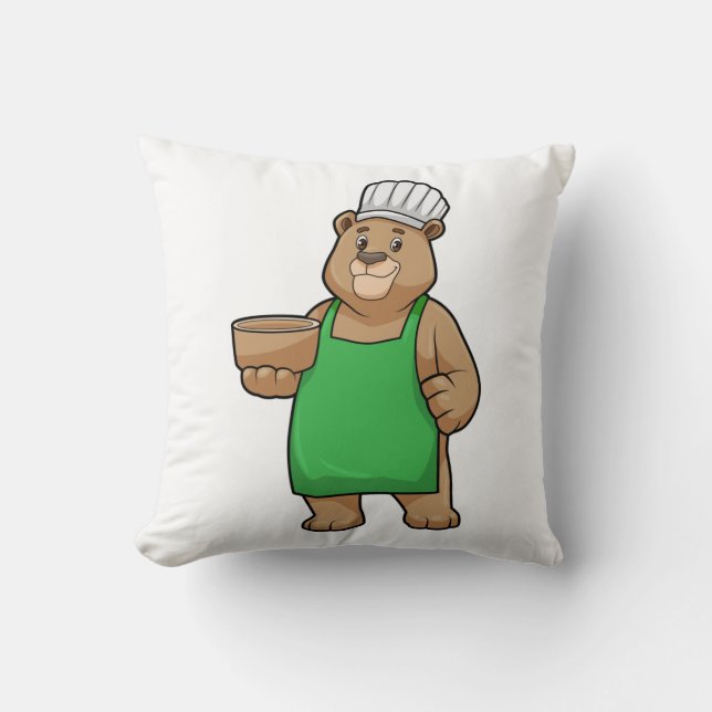 Almofada Urso como Cozinheiro com placa de Cozinhar e Bowl (Frente)