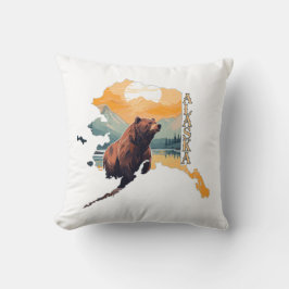 Almofada Urso Contorno do Alasca e Montanhas