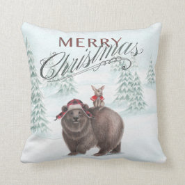 Almofada Urso da floresta e travesseiro do Feliz Natal do