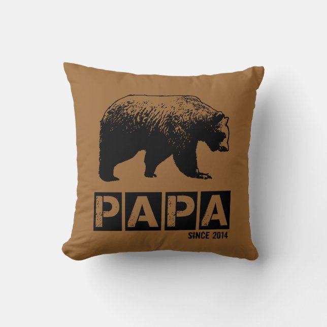 Almofada Urso da papá para o pai 2014, preto do Grunge (Frente)