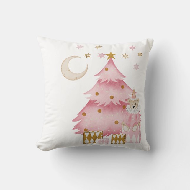 Almofada Urso de algodão doce de inverno, cor-de-rosa (Frente)