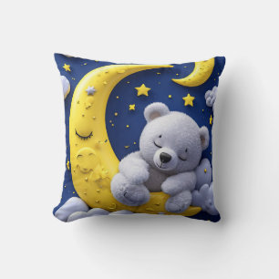 Almofada Urso de desenho animado e lua