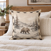 Urso de Inverno Xadrez Cena de Cabana Nórdica