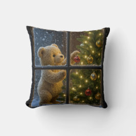 Almofada Urso de Natal decorando uma árvore