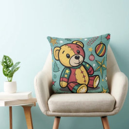 Almofada Urso de Natal em Patchwork Caprichoso