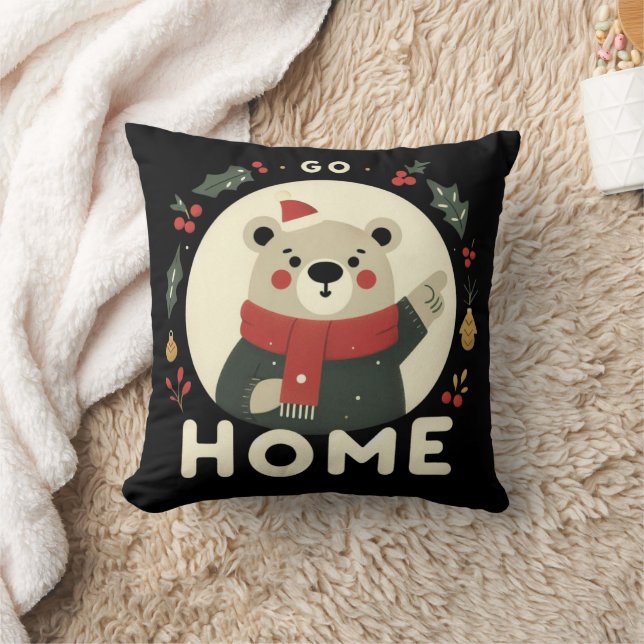 Almofada Urso de Natal Vá para Casa (Cobertor)