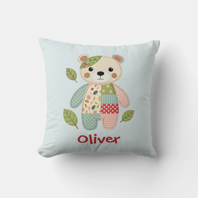 Almofada Urso de Patchwork Fofo (Frente)