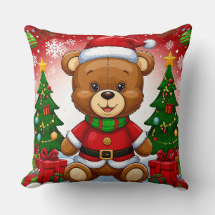 Almofada Urso de Pelúcia Adorável em Traje de Papai Noel