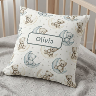 Almofada Urso de pelúcia em aquarela sonhadora na lua