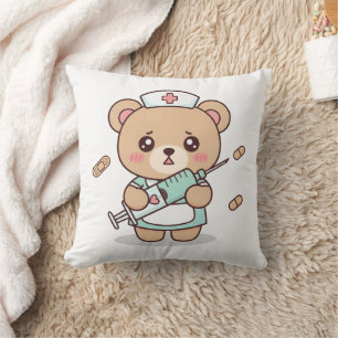 Almofada Urso de Pelúcia Enfermeira Kawaii Fofinho Travesse