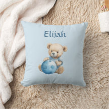 Urso de Pelúcia Fofo com Bola Azul