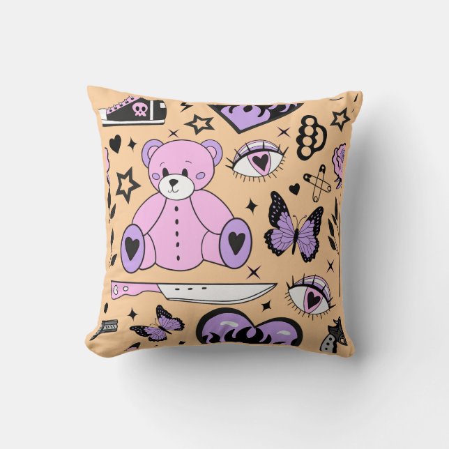 Almofada "Urso de pelúcia Pastel Goth (Frente)