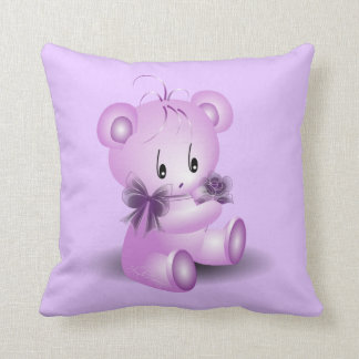 Almofada Urso de Pelúcia Roxo Com Rosa