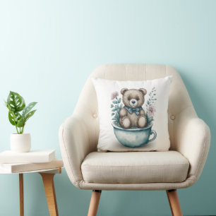 Almofada Urso de Teddy Adorável no Teacup com Flores