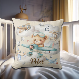 Almofada Urso de Teddy Piloto de Nome Personalizado
