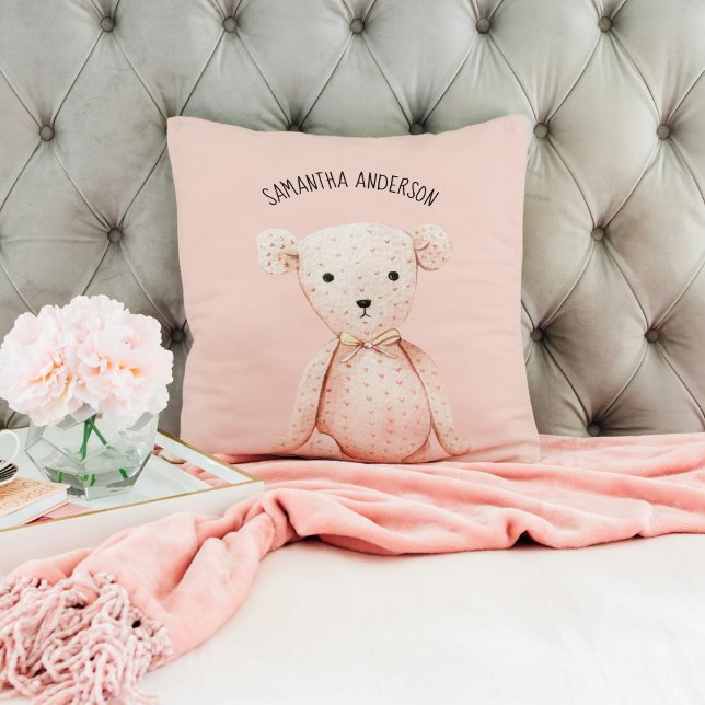 Almofada Urso de Teddy Rosa Pink Pastel de Bela Moderna com (Criador carregado)