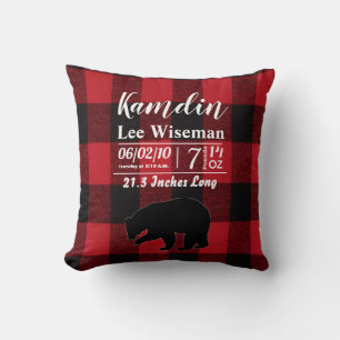 Almofada Urso de Xadrez Vermelho Travesseiro de Nascimento