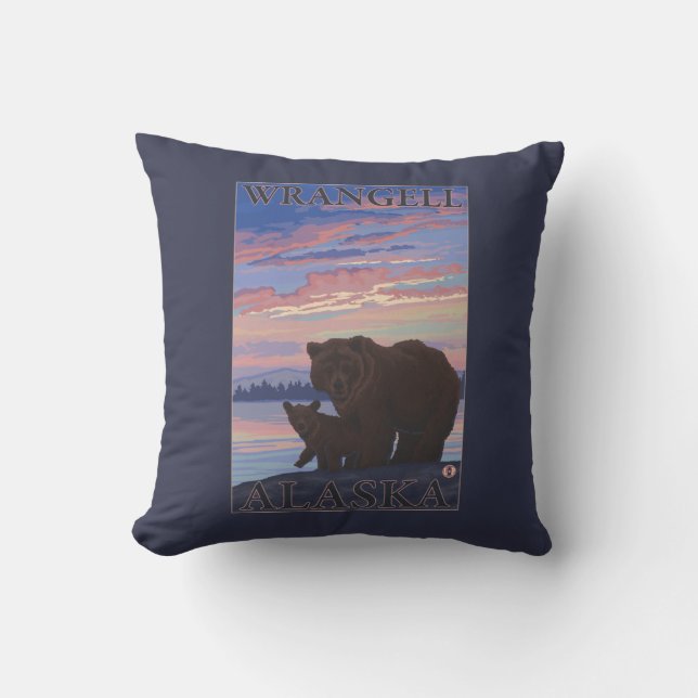 Almofada Urso e Cub - Wrangell, Alaska (Frente)
