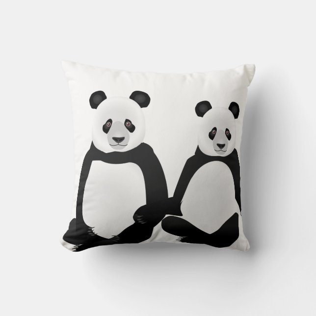 Almofada Urso e Cubos de Panda Pretos e Brancos (Frente)