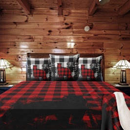 Almofada Urso Florestal de Pinheiros da Xadrez de Buffalo B