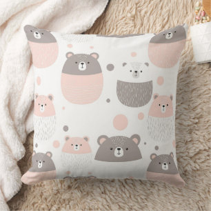 Almofada Urso Fofo Segurando Coração -- Berçário Pastel (3)