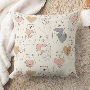 Almofada Urso Fofo Segurando Coração -- Berçário Pastel (4)