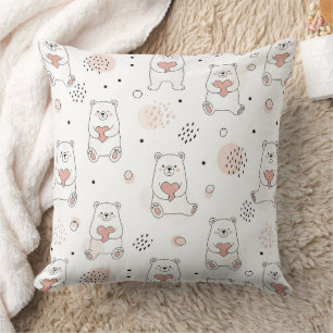 Almofada Urso Fofo Segurando Coração -- Berçário Pastel (7)