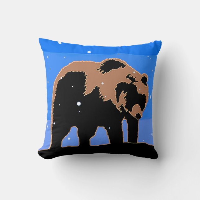 Almofada Urso Grizzly no inverno - Arte original sobre a vi (Frente)