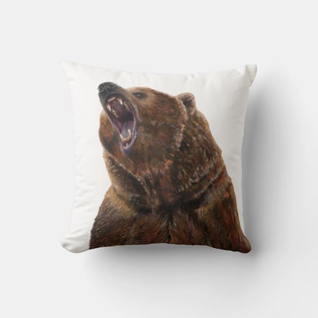 Almofada Urso Grizzly - Pintura em acrílico (Frente)