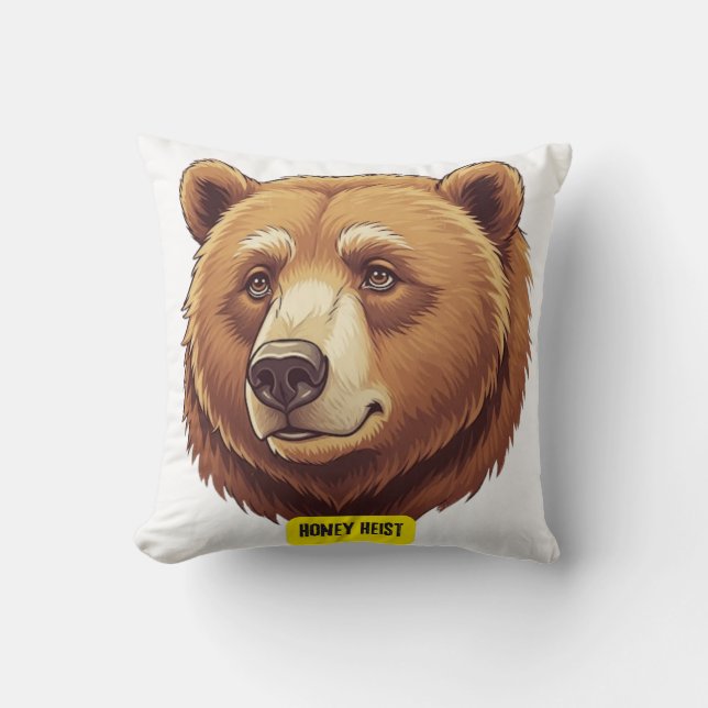 Almofada Urso grizzly. Salto de mel (Frente)