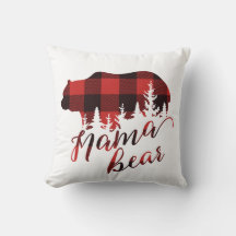 Urso Mamãe de Flanela Vermelha e Preta Country Rús