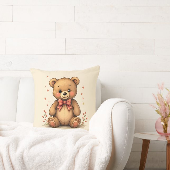 Almofada Urso marrom pequeno e adorável com gravata (Sofá)