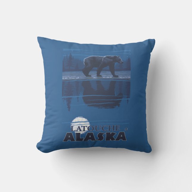 Almofada Urso no luar - Latouche, Alaska (Frente)