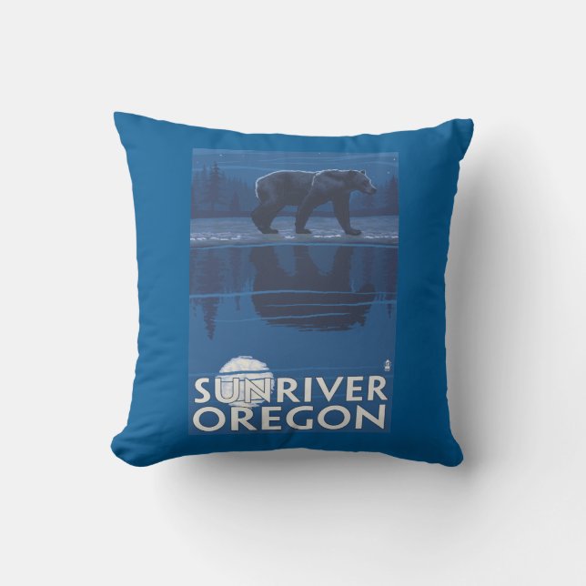 Almofada Urso no luar - rio de Sun, Oregon (Frente)