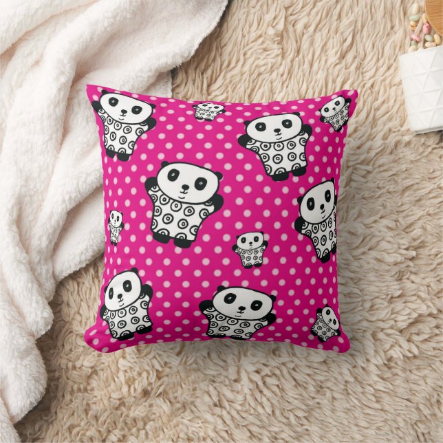 Almofada Urso Panda Kawaii Moderno Rosa Bolinhas Feminino (Cobertor)