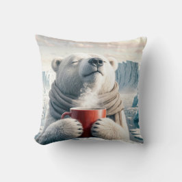 Almofada Urso Polar Com Mug De Café Vermelho